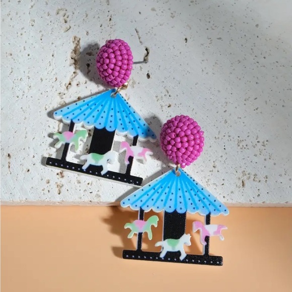 Carousel-Inspired Dangle Earrings - Picture 2 of 3